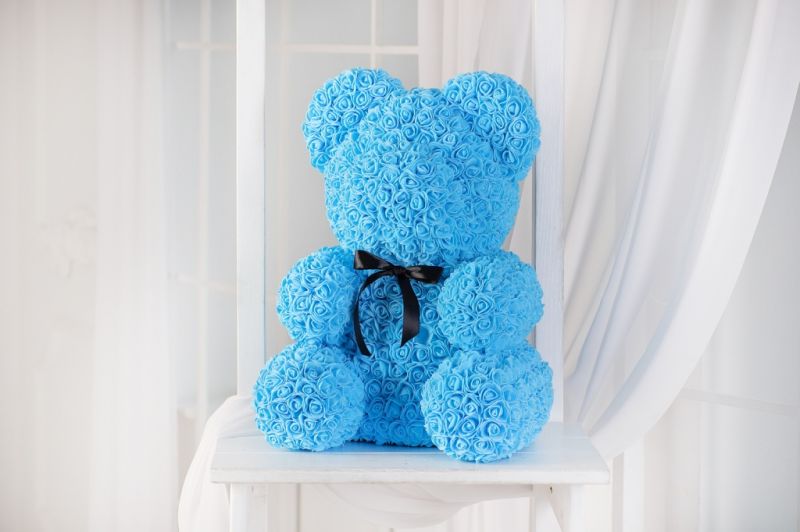 Мишка из Роз - Голубой